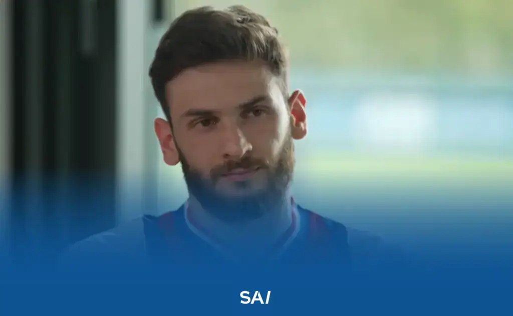 Khvicha Kvaratskhelia during an interview, the Georgia international represented by agent Moussa Sissoko since August 2026.